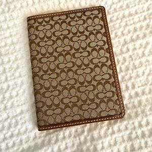 Coach Brown and Tan Signature passport Holder